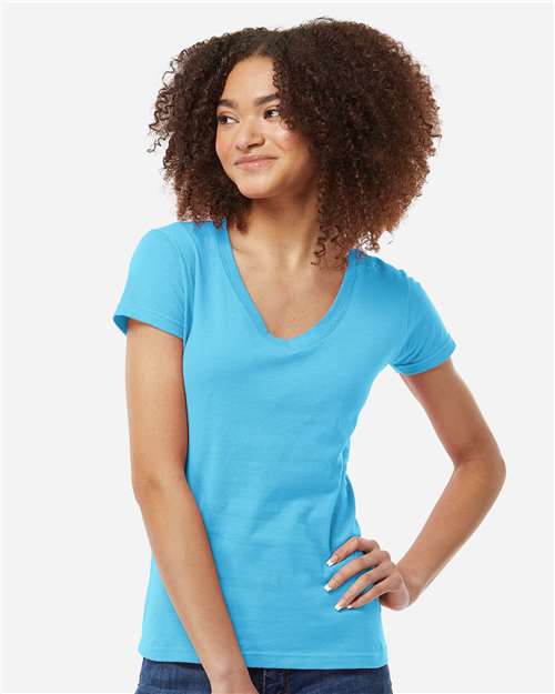 Tultex Women's Fine Jersey V-Neck T-Shirt 214