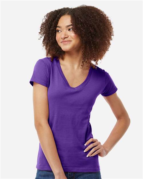 Tultex Women's Fine Jersey V-Neck T-Shirt 214